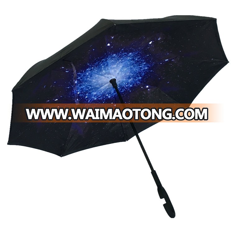 Factory direct windproof inverted umbrella reverse umbrellas with logo prints customize for wholesale